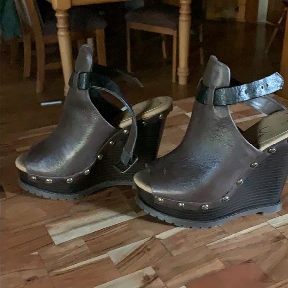 Jessica Simpson Shoes - Brown leather Jessica Simpson wedges size 5 1/2